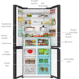 Haier 520.0 L HRB-600KGU1-P 3 Star IPX5 Waterproof Wi-Fi Enabled Sunlit Interior Digital Invertor Compressor Convertible Colorful Digital Display Frost Free Side-By-Side Refrigerator (Black Glass)