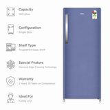 Haier 190 Litres 2 Star Direct Cool Single Door Refrigerator (HRD-2112BRBA-N, 2026 Model, Radish Blue)