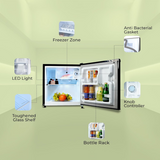 Haier 50 L 2 Star Direct Cool Single Door Compact Mini Bar Refrigerator Black Steel Finish (2026 Model, HRD-752KSA, Toughened Glass Shelf)