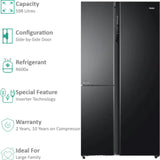 Haier 598.0 L HRT-683KGU1 3 Star WIFI Enabled with Smart Sense AI Expert Invertor Compressor Convertible Magic Zone Digital Control Panel Frost Free Side-By-Side Refrigerator (Black Glass)