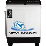 Haier 7.5 Kg HTW75-178BBK 5 Star Anti Baterial Vortex Pulsator Softfall Technology Magic Filter, Rat Mesh, Toughened Glass Semi Automatic Top Loading Washing Machine (2024 Model, Black Grey)
