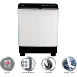 Haier 7.5 Kg HTW75-178BBK 5 Star Anti Baterial Vortex Pulsator Softfall Technology Magic Filter, Rat Mesh, Toughened Glass Semi Automatic Top Loading Washing Machine (2024 Model, Black Grey)