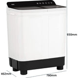 Haier 7.5 Kg HTW75-178BBK 5 Star Anti Baterial Vortex Pulsator Softfall Technology Magic Filter, Rat Mesh, Toughened Glass Semi Automatic Top Loading Washing Machine (2024 Model, Black Grey)
