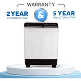 Haier 7.5 Kg HTW75-178BBK 5 Star Anti Baterial Vortex Pulsator Softfall Technology Magic Filter, Rat Mesh, Toughened Glass Semi Automatic Top Loading Washing Machine (2024 Model, Black Grey)