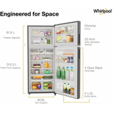 Whirlpool 411.0 L IF INV CNV 455 Gravity Black(2S)-Y 22436 2 Star with Toughened Glass with Stabilizer Free Operation Convertible Inverter Compressor Frost Free Double Door Refrigerator (2026 Model, Gravity Black)
