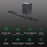 JBL JBLBAR1300BLKIN Bar 1300 Truly Wireless Soundbar, 11.1.4 Channel, 1170W Output, Detachable Speakers, 10" Subwoofer (Dolby Atmos®, DTS:X, MultiBeam™, HDMI eARC, Wi-Fi, Black)