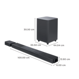JBL JBLBAR1300BLKIN Bar 1300 Truly Wireless Soundbar, 11.1.4 Channel, 1170W Output, Detachable Speakers, 10" Subwoofer (Dolby Atmos®, DTS:X, MultiBeam™, HDMI eARC, Wi-Fi, Black)