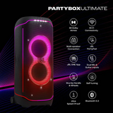 JBL JBLPARTYBOXULTIN PartyBox Ultimate Wireless Bluetooth Party Speaker (1100W, Dolby Atmos, Dynamic Lightshow, Wi-Fi, Dual Mic & Guitar Inputs, IPX4 Splashproof, Black)