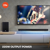 JBL Cinema JBLSB180BLKIN SB180, Wireless Subwoofer for Extra Deep Bass with Remote, HDMI ARC, Bluetooth 220 W Soundbar (Black, 2.1 Channel)