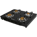 Faber 4 Burner Jumbo 4BB BK Toughened Glass Top Corrosion Resistance Manual Gas Stove Cooktop (Black)