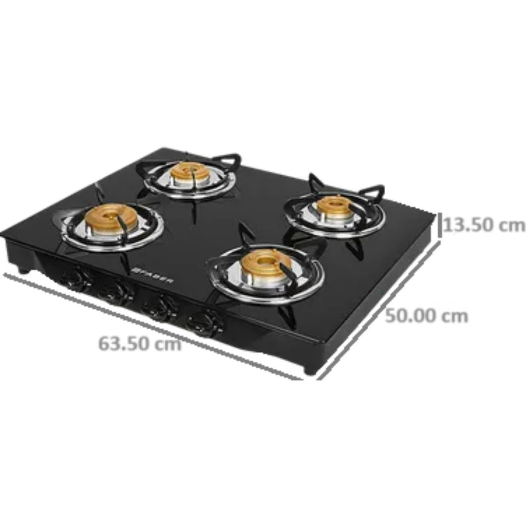 Faber 4 Burner Jumbo 4BB BK AI Toughened Glass Top Corrosion Resistanc