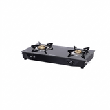 Sunflame 2 Brass Burner LPG Stove GT 2B Venza BK Toughened Glass Powder-Coated Stainless Steel Removable Drip Tray Manual Ignition Gas Stove Cooktop (Black)