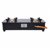 Sunflame 2 Brass Burner LPG Stove GT 2B Venza BK Toughened Glass Powder-Coated Stainless Steel Removable Drip Tray Manual Ignition Gas Stove Cooktop (Black)