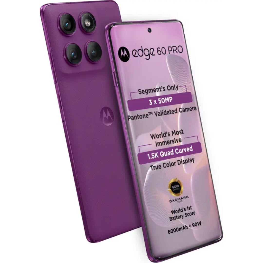 Motorola EDGE 60 PRO 5G 17.02 Centimeter (6.7) Triple Camera 50MP + 50MP  + 10MP & 50 MP Front Camera 120Hz Super HD+ 1.5K pOLED Quad Curved Display MediaTek Dimensity 8350 Extreme Octa Core Processor Smartphones Mobile