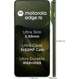 Motorola EDGE 70 5G 17.02 Centimeter (6.70) Dual Rear Camera 50MP Ultra Pixel + 50MP Ultrawide & 50 MP Front Camera 120Hz Super HD Extreme AMOLED Display Qualcomm® Snapdragon® 7 Gen 4 Octa Core Processor Smartphones Mobile