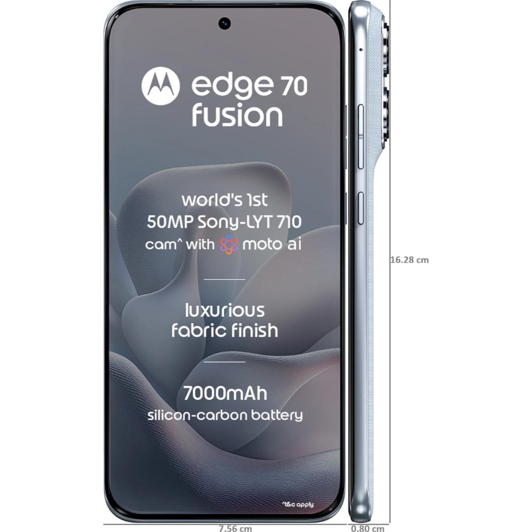 Motorola EDGE 70 Fusion 5G 17.27 Centimeter (6.80) Dual Rear Camera 50MP Sony - LYTIA™ 710 Sensor + 13MP Ultrawide Angle & 32 MP Front Camera 144Hz 1.5K Super HD Extreme AMOLED Display Qualcomm® Snapdragon® 7s Gen 4 Octa Core Processor Smartphones Mobile