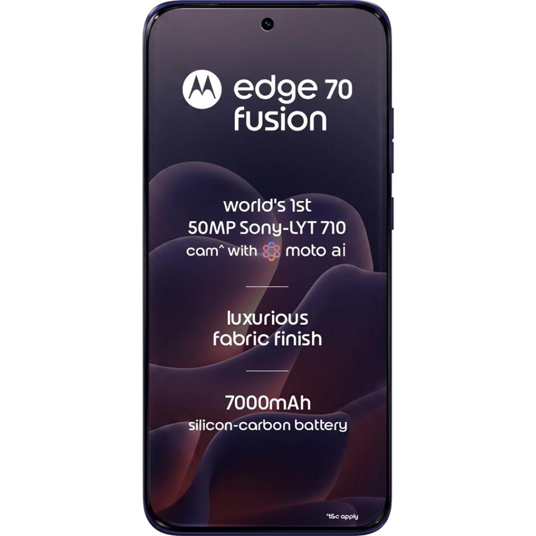 Motorola EDGE 70 Fusion 5G 17.27 Centimeter (6.80) Dual Rear Camera 50MP Sony - LYTIA™ 710 Sensor + 13MP Ultrawide Angle & 32 MP Front Camera 144Hz 1.5K Super HD Extreme AMOLED Display Qualcomm® Snapdragon® 7s Gen 4 Octa Core Processor Smartphones Mobile
