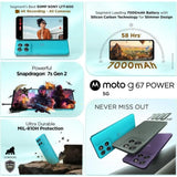 Motorola G67 Power 5G 17.02 Centimeter (6.7) Dual Rear Camera 50MP Sony LYTIA™ 600 Sensor + 8MP & 32 MP Front Camera 120Hz Full HD+ LCD Display Qualcomm® Snapdragon® 7s Gen 2 (4nm) Octa Core Processor Smartphones Mobile