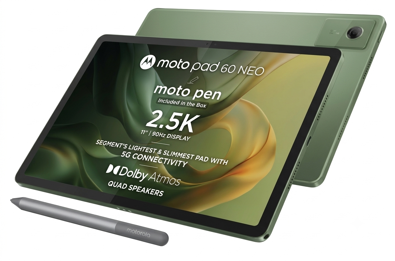 Motorola Pad 60 Neo 27.94 Centimeter (11.0) with Wi-Fi+5G 8MP Sony Rear Camera & 5 MP Front Camera 90Hz WQXGA Display MediaTek Dimensity 6300 Octa Core Processor Tablet