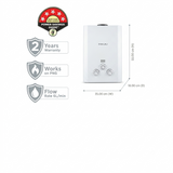 Bajaj 6.0 L Majesty Duetto (150710) Instant Gas Water Geyser (PNG) (White)