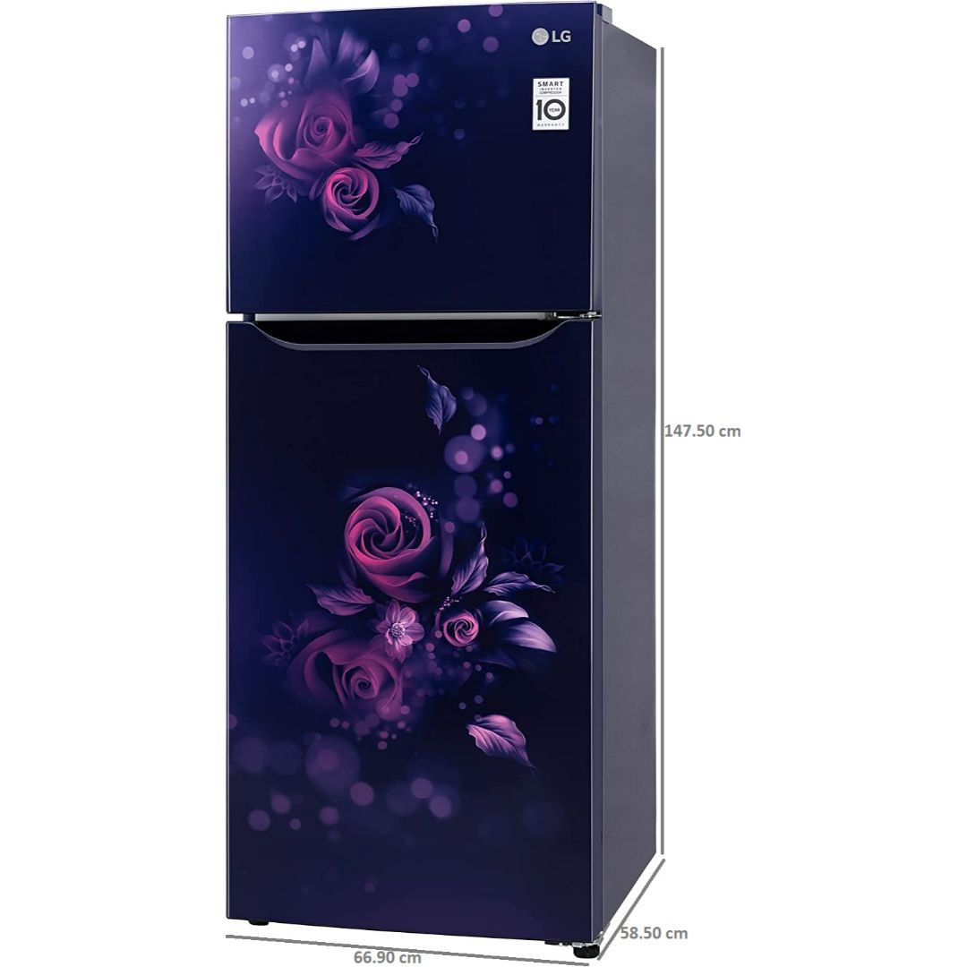 LG 242.0 L GL-N292BBEY.ABEZEBN 2 Star Smart Connect with Multi Air Flow Smart Inverter Frost Free Double Door Refrigerator (2023 Model, Blue Euphoria)
