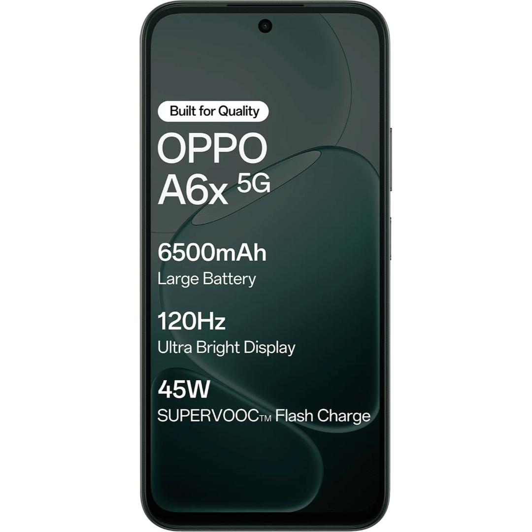 Oppo A6X 5G 17.15 Centimeter (6.75) Single Rear Camera 13MP Wide Angle & 5 MP Front Camera 120Hz HD+ LCD Display MediaTek® Dimensity® 6300 Octa Core Processor Smartphones Mobile