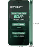 Oppo F33 5G 16.69 Centimeter (6.57) Dual Rear Camera 50MP Wide Angle + 2MP Monochrome & 16 MP Front Camera 120Hz FHD+ AMOLED Display MediaTek® Dimensity® 6360 MAX Octa Core Processor Smartphones Mobile