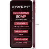 Oppo F33 Pro 5G 16.69 Centimeter (6.57) Dual Rear Camera 50MP Wide Angle + 2MP Monochrome & 50 MP Front Camera 120Hz FHD+ AMOLED Display MediaTek® Dimensity® 6360 MAX Octa Core Processor Smartphones Mobile