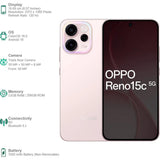 Oppo RENO15C 5G 16.69 Centimeter (6.57) Triple Rear Camera 8MP Ultra Wide Angle + 50MP Wide Angle + 2MP Macro & 50 MP Front Camera 120Hz FHD+ AMOLED Display Qualcomm® Snapdragon® 6 Gen 1 Octa Core Processor Smartphones Mobile