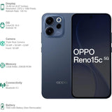 Oppo RENO15C 5G 16.69 Centimeter (6.57) Triple Rear Camera 8MP Ultra Wide Angle + 50MP Wide Angle + 2MP Macro & 50 MP Front Camera 120Hz FHD+ AMOLED Display Qualcomm® Snapdragon® 6 Gen 1 Octa Core Processor Smartphones Mobile