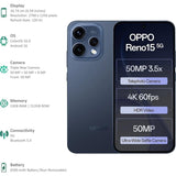 Oppo RENO15 5G 16.74 Centimeter (6.59) Triple Rear Camera 8MP Ultra Wide Angle + 50MP Wide Angle + 50MP Telephoto & 50 MP Front Camera 120Hz FHD+ AMOLED Display Qualcomm® Snapdragon® 7 Gen 4 Octa Core Processor Smartphones Mobile