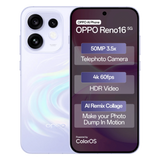 Oppo RENO16 5G 16.05 Centimeter (6.32) Triple Rear Camera 50MP Ultra Wide Angle + 50MP Wide Angle + 50MP Telephoto & 50 MP Front Camera 120Hz FHD+ AMOLED Display Qualcomm® Snapdragon® 7 Gen 4 Octa Core Processor Smartphones Mobile