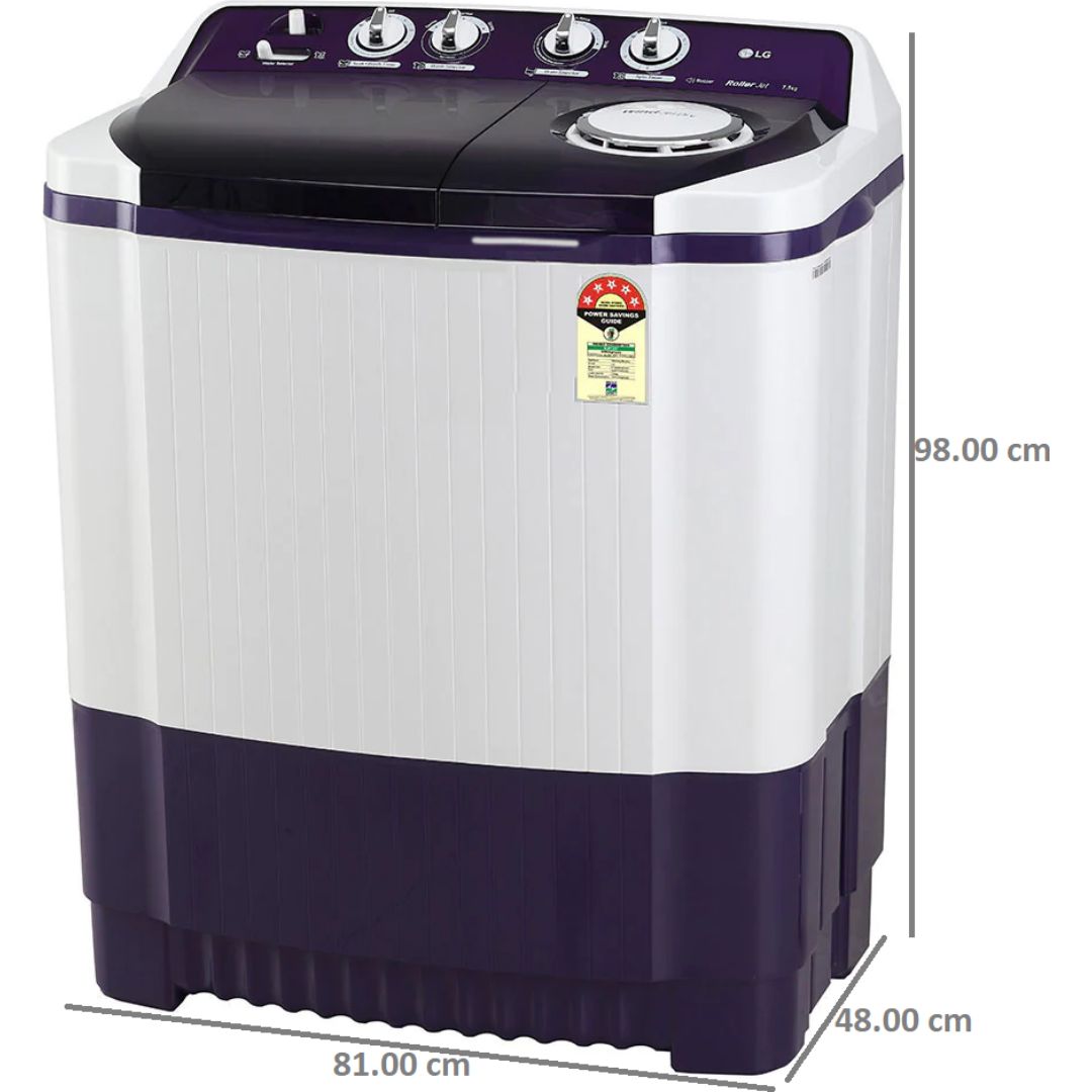 LG 7.50 kg P7525SPAZ.APRQEIL 5 Star Roller Jet Pulsator Semi Automatic Top Loading Washing Machine (2023 Model, Purple)