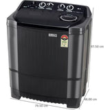 LG 8.0 Kg P8015SKAZ.ABMQEIL 5 Star Roller Jet Pulsator + Soak, Wind Jet Dry, Rat Away Technology with Lint Collector Semi Automatic Top Loading Washing Machine (2024 Model, Middle Black)