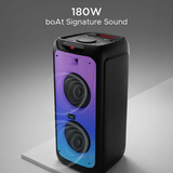 Boat PartyPal 450 180W Bluetooth Party Speaker with Flame LEDs, Up to 6 Hours Playtime, 2 Mic Inputs for Karaoke & Guitar Input (Space Black)