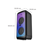 Boat PartyPal 450 180W Bluetooth Party Speaker with Flame LEDs, Up to 6 Hours Playtime, 2 Mic Inputs for Karaoke & Guitar Input (Space Black)
