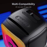 Boat PartyPal 68 Pro Wireless Party Speaker with 42W RMS Sound, Dynamic RGB LEDs, Wireless Mic, Up to 8 Hours Playtime, TWS Bass Boost & Bluetooth v5.3 (Premium Black)