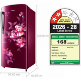 Samsung 183 L, 2 Star, Digital Inverter Compressor, Direct-Cool Single Door Refrigerator (RR20H2712HN/NL, Himalayan Poppy Red, 2026 Model)