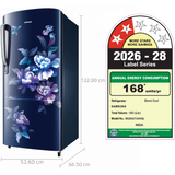 Samsung 183 L, 2 Star, Digital Inverter, Direct-Cool Single Door Refrigerator (RR20H2712HV/NL, Himalayan Poppy Blue, 2026 Model)