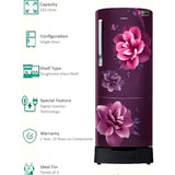 Samsung 223.0 L RR24C2823CR/NL 3 Star Stabilizer Free Operation Digital Invertor Compressor Stylish Grandé Design Direct Cool Single Door Refrigerator (Camellia Purple)