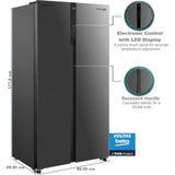 VoltasBeko 472.0 L RSB495/FPV300RXID Precise Cooling ProSmart Inverter Compressor Frost Free Side-By-Side Refrigerator (Inox Steel)