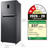 Samsung 301 L 2 Star Convertible 5-in-1 Frost Free Double Door Refrigerator with Twin Cooling Plus™ & Digital Inverter Compressor (RT31H4522BX/HL, Luxe Black)