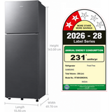 Samsung 256 L, 2 Star, Frost Free Double Door Refrigerator (RT40H30W2KHL, Digital Inverter Compressor, All-Around Cooling, Luxe Black, 2026 Model)