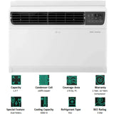 LG 1.50 T RW-Q18WUXA.ANLG 3 Star Ocean Black Protection with Convertible 4-in-1 Cooling Dual Inverter Window Air Conditioner (2023 Model, White)