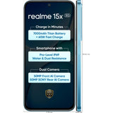 Realme 15x 5G 17.27 Centimeter (6.80) 50MP Sony IMX852 AI + 50MP WideAngle Dual Rear Camera 50MP Front Camera 144Hz 1200nit Ultra Bright HD+ Display MediaTek Dimensity 6300 6nm Octa Core Processor Smartphones Mobile
