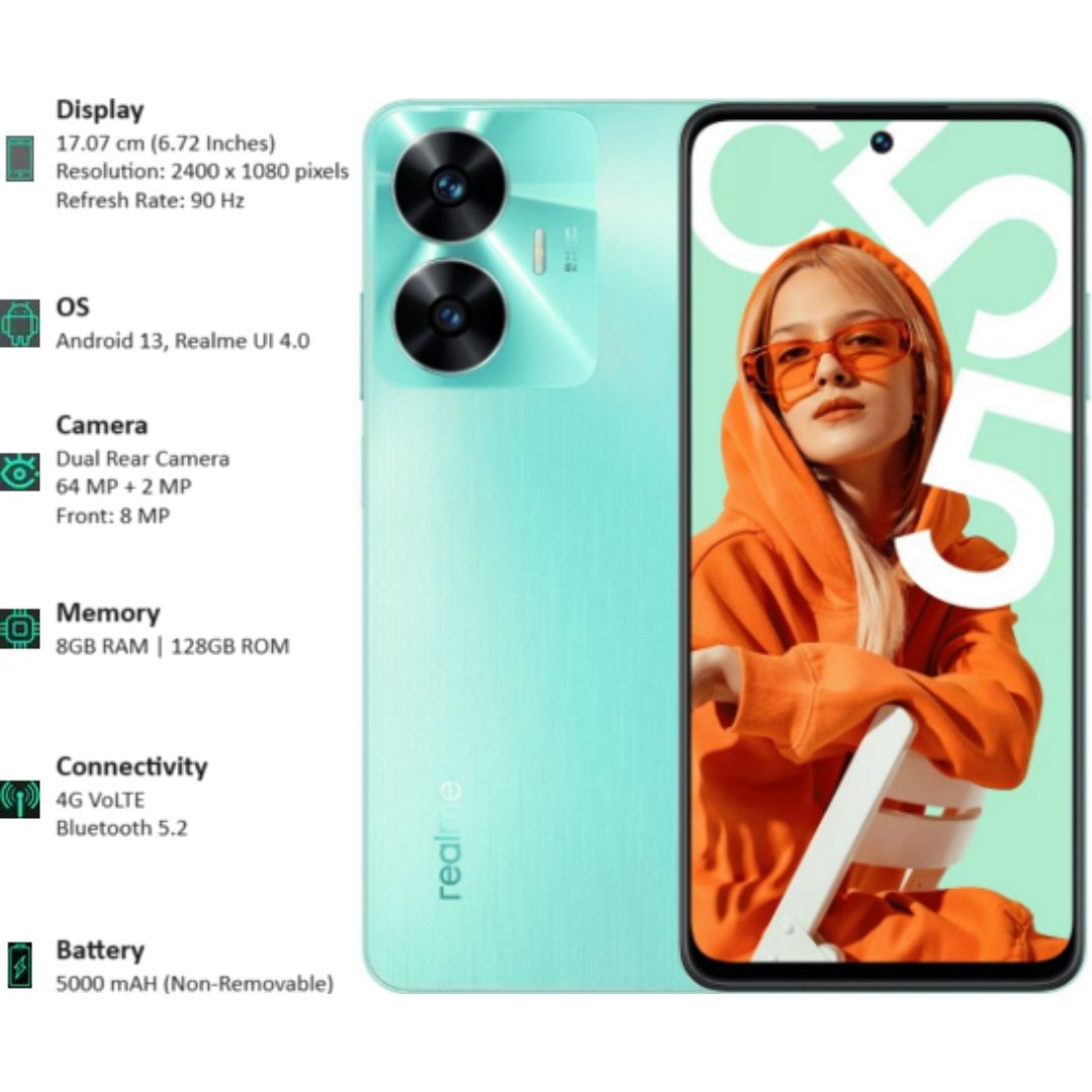 realme C55 Dual SIM 8GB+256GB | 64MP AI Camera | 5000mAh Battery | 6.72  90Hz FHD+ Display | 33W Supervooc Charge | for GSM Carriers only, NOT for