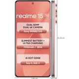 Realme 15 5G 17.27 Centimeter (6.80) 50MP Sony IMX882 AI + 8MP WideAngle Dual Rear Camera 50MP Front Camera 144Hz 1.5K+ 6500nits HyperGlow 4D Curve+ Display Mediatek Dimensity 7300+ 5G Octa Core Processor Smartphones Mobile