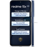 Realme 15x 5G 17.27 Centimeter (6.80) 50MP Sony IMX852 AI + 50MP WideAngle Dual Rear Camera 50MP Front Camera 144Hz 1200nit Ultra Bright HD+ Display MediaTek Dimensity 6300 6nm Octa Core Processor Smartphones Mobile
