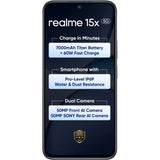 Realme 15x 5G 17.27 Centimeter (6.80) 50MP Sony IMX852 AI + 50MP WideAngle Dual Rear Camera 50MP Front Camera 144Hz 1200nit Ultra Bright HD+ Display MediaTek Dimensity 6300 6nm Octa Core Processor Smartphones Mobile