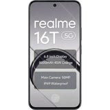Realme 16T 5G 17.27 Centimeter (6.80) 50 MP SONY IMX852 AI + 2 MP Monochrome Dual Rear & 16 MP Front Camera 144Hz HD+ Wi-Fi LCD Display MediaTek Dimensity®6300 Octa Core Processor Smartphones Mobile